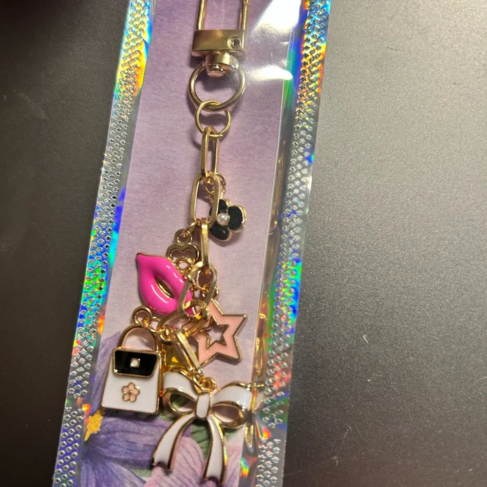 Chic‎ Gold and Pink Charm Keychain